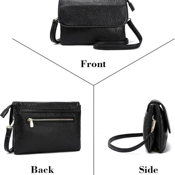 Soft Small Leather Crossbody Bags for Women RFID Blocking Travel Purses Handbags - Picture 7 of 9